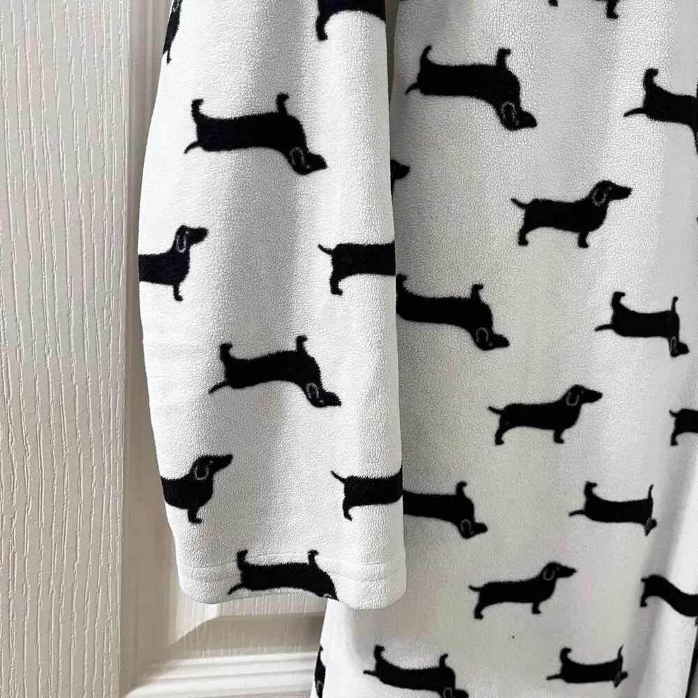 Tucker + Tate Dachshund Dog Fleece One Piece Hooded Pajamas Girls Size M 8-10
